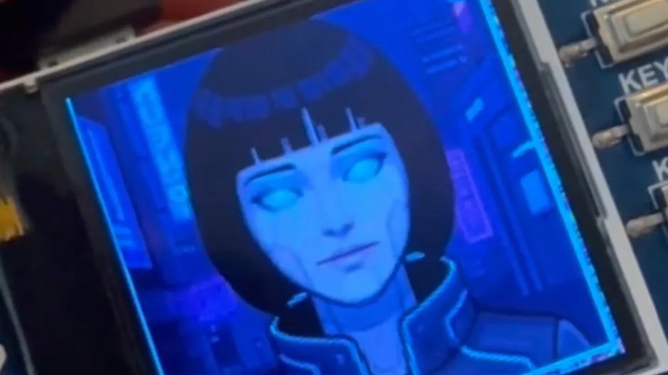 Aria's face on the Waveshare LCD display